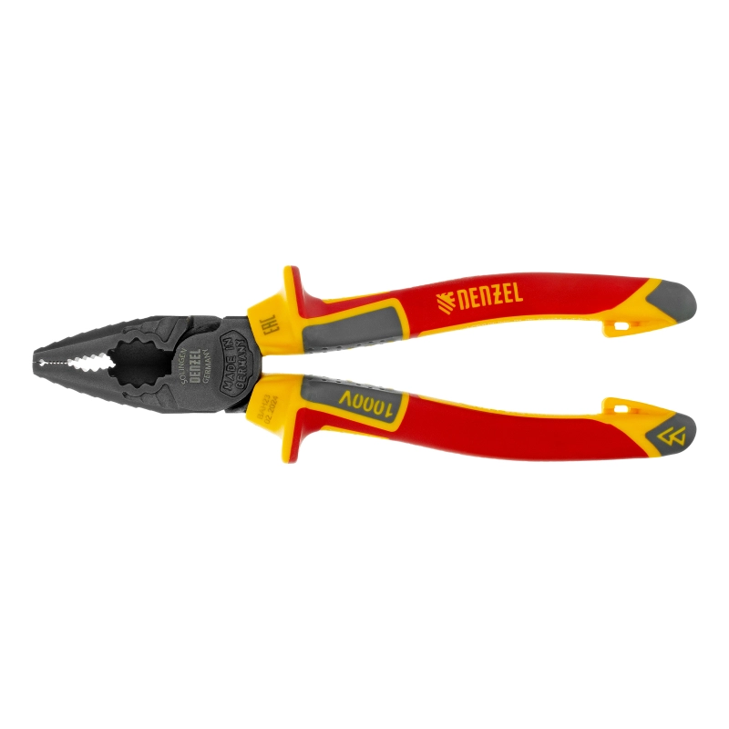 Плоскогубцы комбинированные, диэлектрические трехкомпонентные рукоятки до 1000 В, 180 мм Denzel (17086)