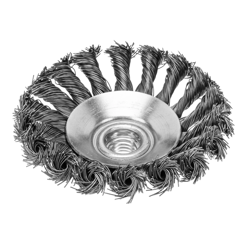 Щетка для УШМ, 100 мм, М14, "тарелка", крученая проволока 0.5 мм Matrix (74609)