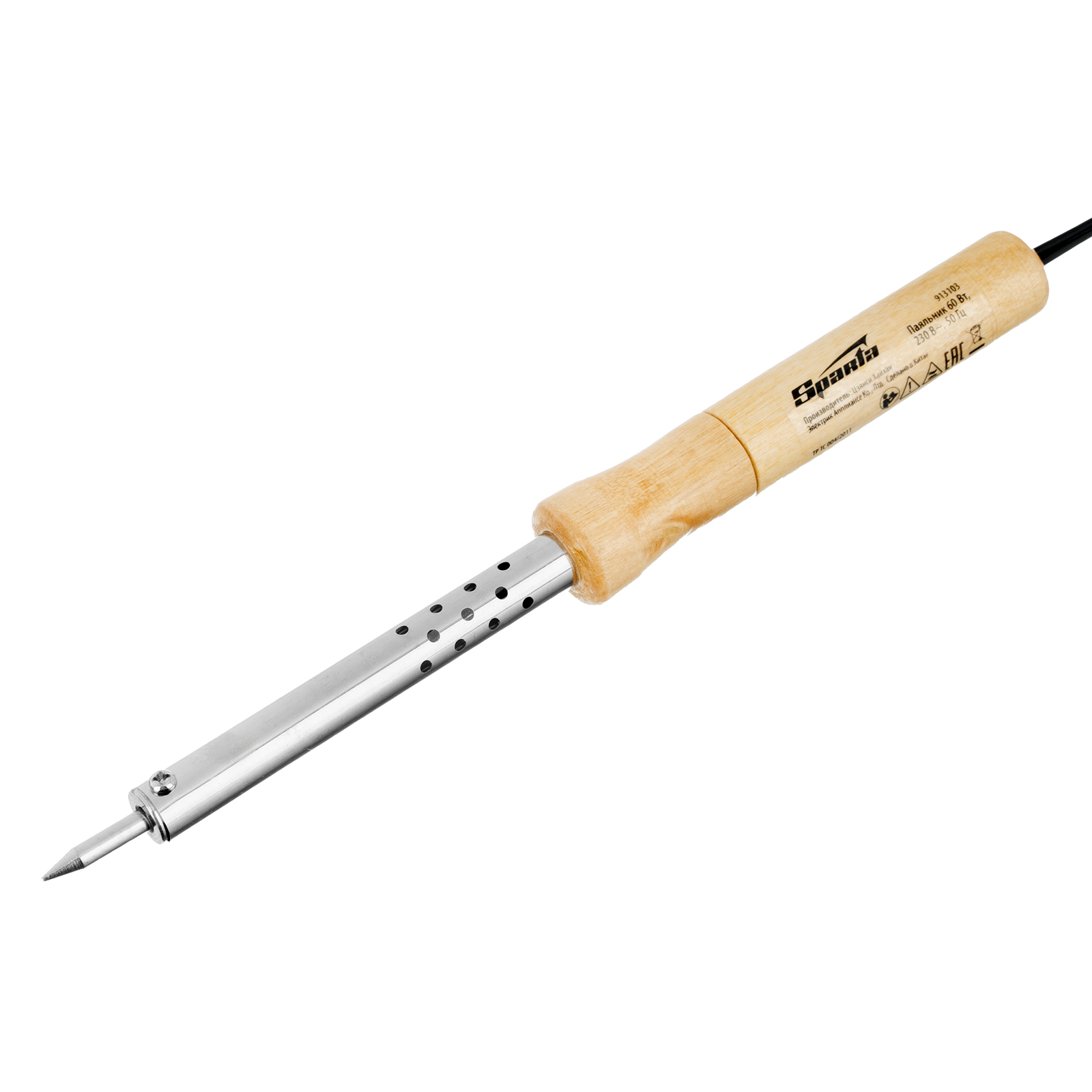 Паяльник с ручкой из дерева, 60 Вт, 220 В Sparta (913103)