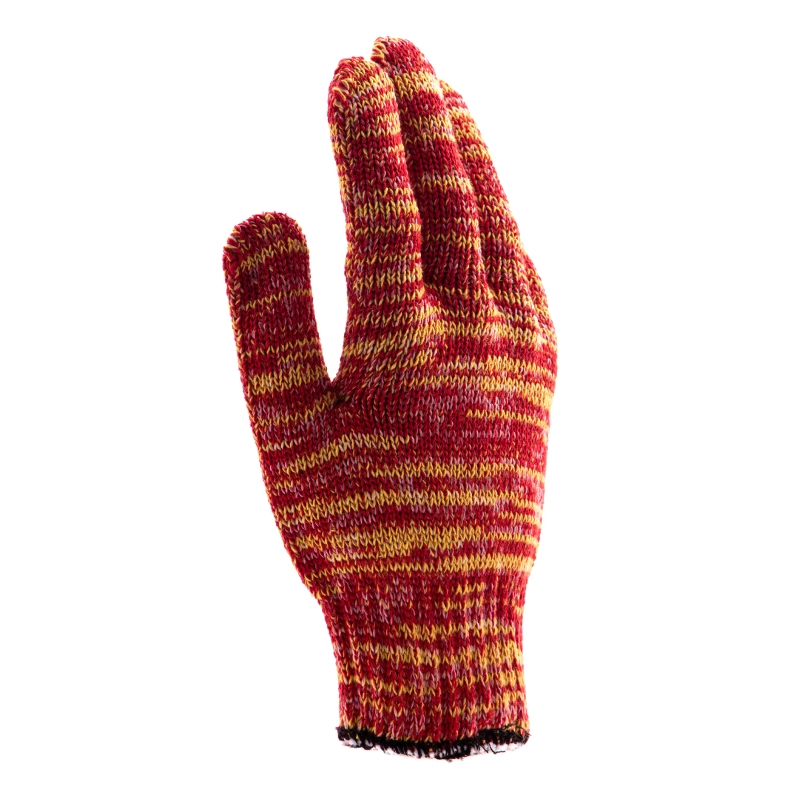 Перчатки трикотажные усиленные, гелевое ПВХ-покрытие, 7 класс, красно-желтый меланж Сибртех (68181)