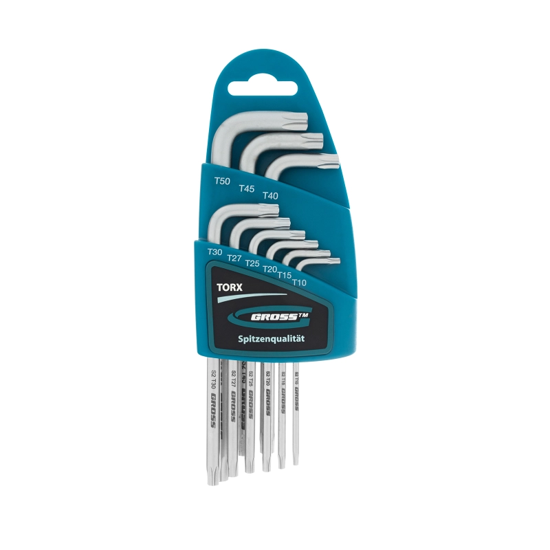 Набор ключей имбусовых Torx -TT, 9 шт: T10-T50, удлиненные, S2, сатинированные Gross (16407)