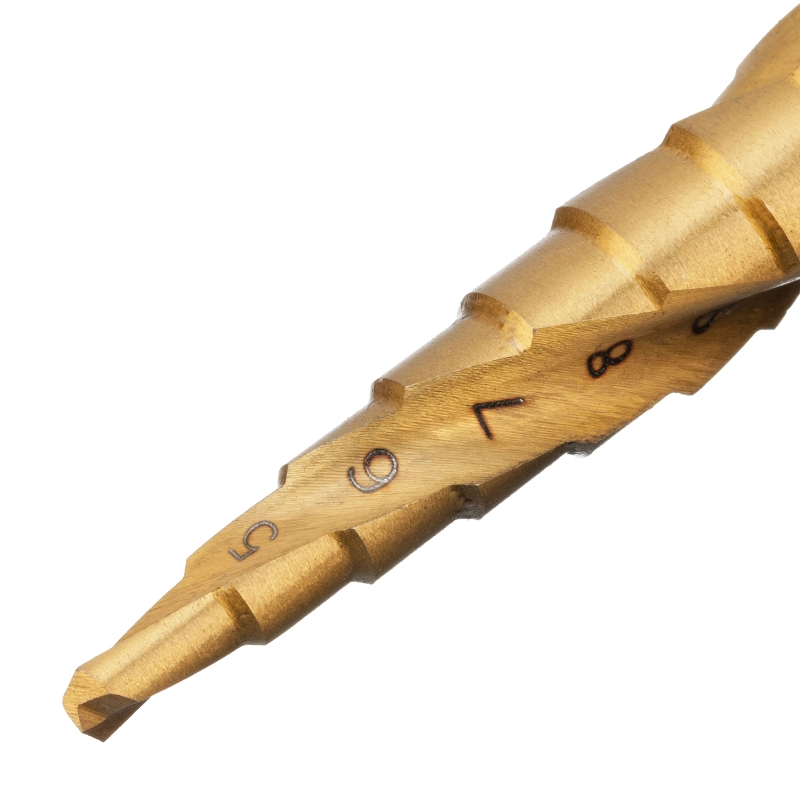 Сверло ступенчатое 4-5-6-7-8-9-10-11-12 мм, HSS, спиральный профиль, шестигранный хвостовик Matrix (72353)