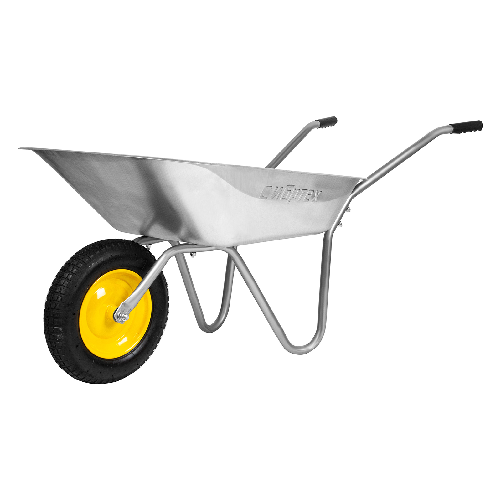 Тачка садовая, грузоподъемность 90 кг, оцинк. рама, объем 65 л Сибртех (689614)