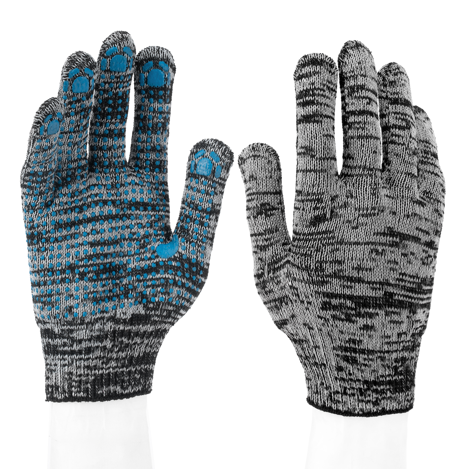 Перчатки х/б, меланж, ПВХ покрытие, "Точка", 10 класс (67789)