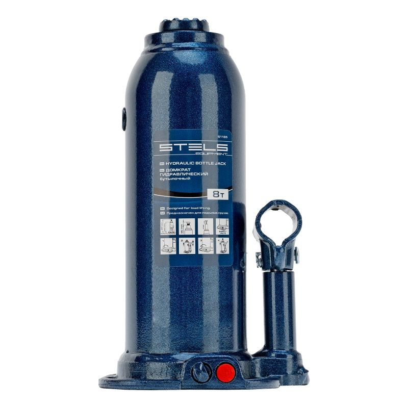 Домкрат гидравлический бутылочный, 8 т, h подъема 222-447 мм Stels (51165)