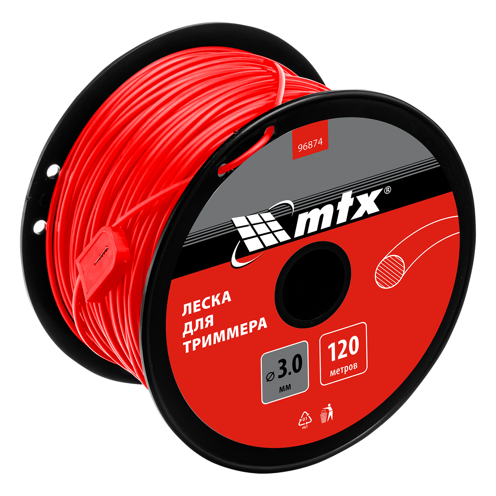 Леска для триммера круглая 3,0 мм х 120 м, на катушке MTX (96874)