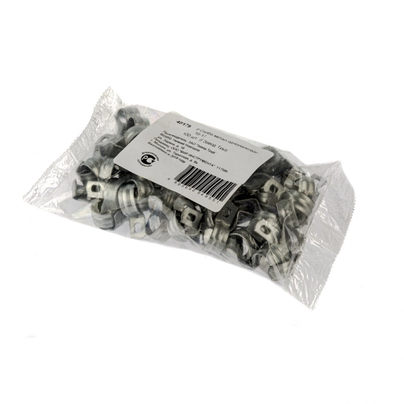 Скоба металлическая однолапковая, 16 мм, 100 шт Сибртех (48179)