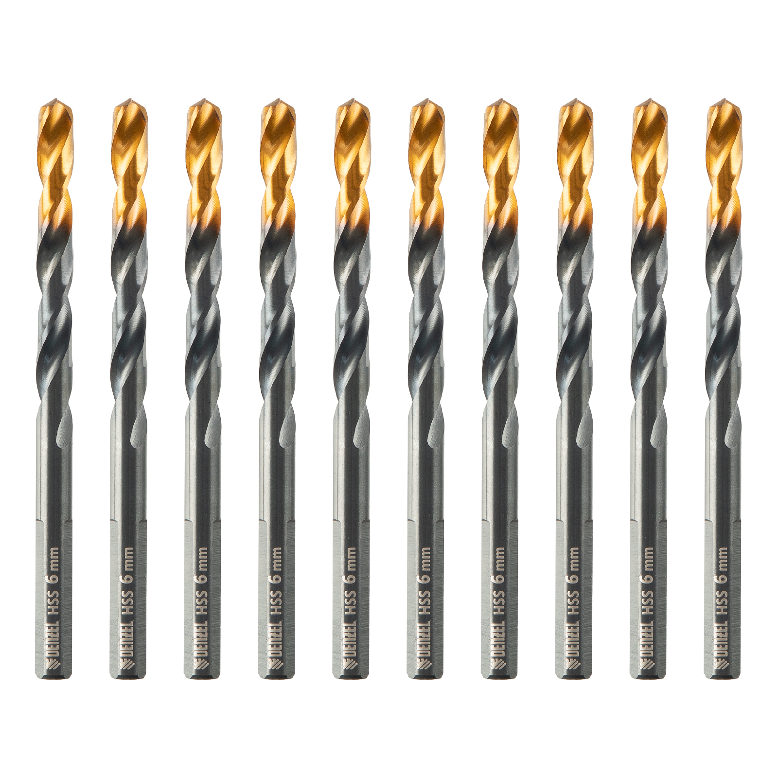 Сверло по металлу, 6 мм, HSS-Tin, Golden Tip, 10 шт. Denzel (717215)