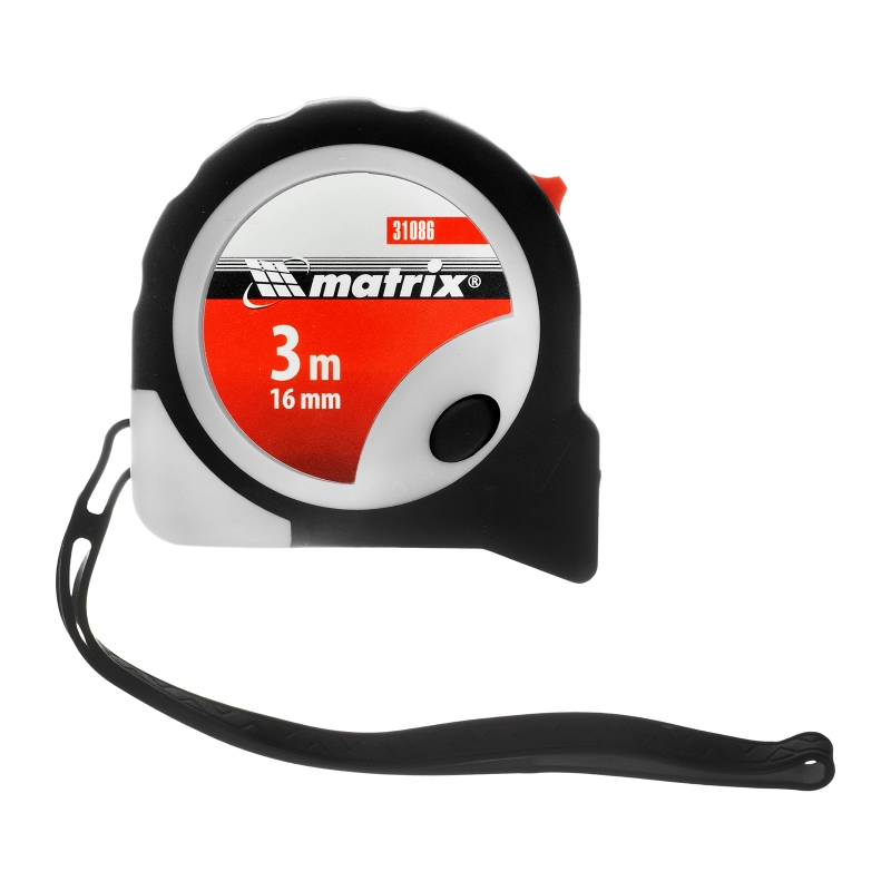 Рулетка Continuous fixation,3 м х 16 мм,двухкомпонентный корпус,плавная фиксация Matrix (31086)