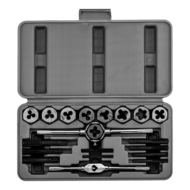 Набор метчиков и плашек М3-М12, плашко-метчикодержатель, 20 предметов, пластиковый бокс Sparta (773105)