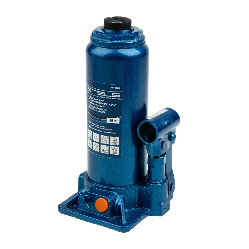 Домкрат гидравлический бутылочный, 6 т, H подъема 216-413 мм Stels (51103)