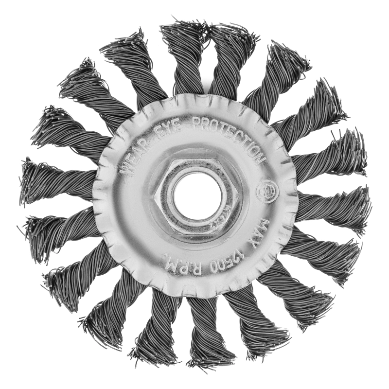 Щетка для УШМ 100 мм, М14, плоская, крученая проволока 0.5 мм Matrix (74639)