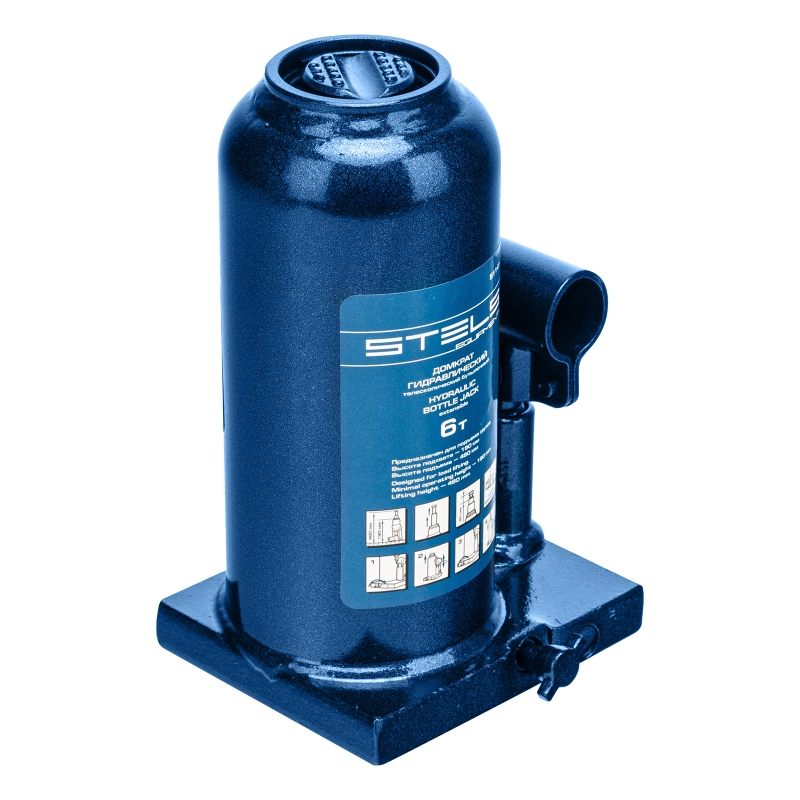 Домкрат гидравлический бутылочный телескопический, 6 т, h подъема 190-480 мм Stels (51141)