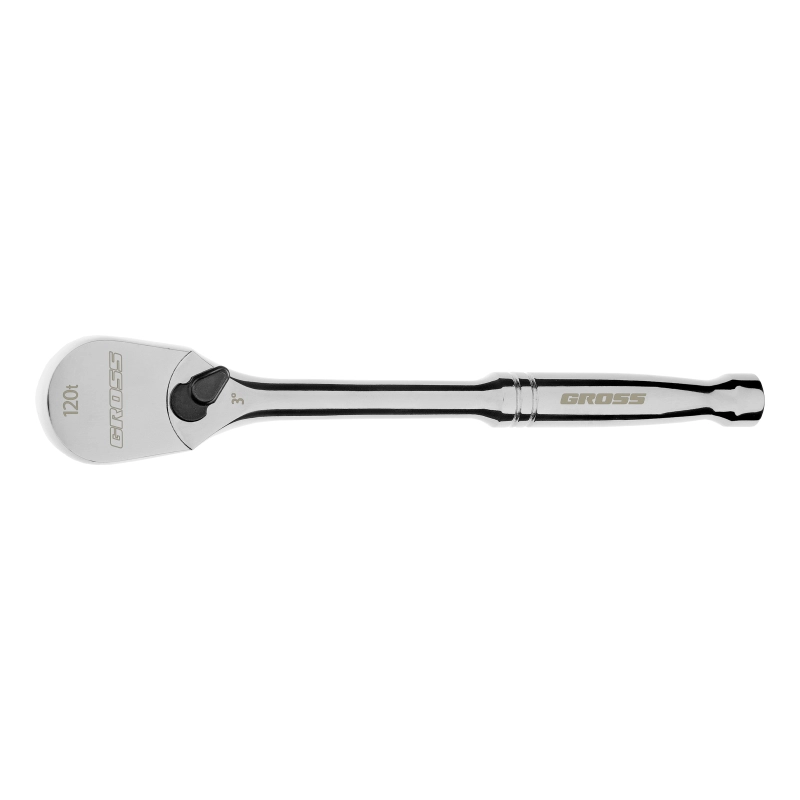 Ключ-трещотка 3/8", CrV, 120 зубьев, цельнометаллический, хром Gross (14051)
