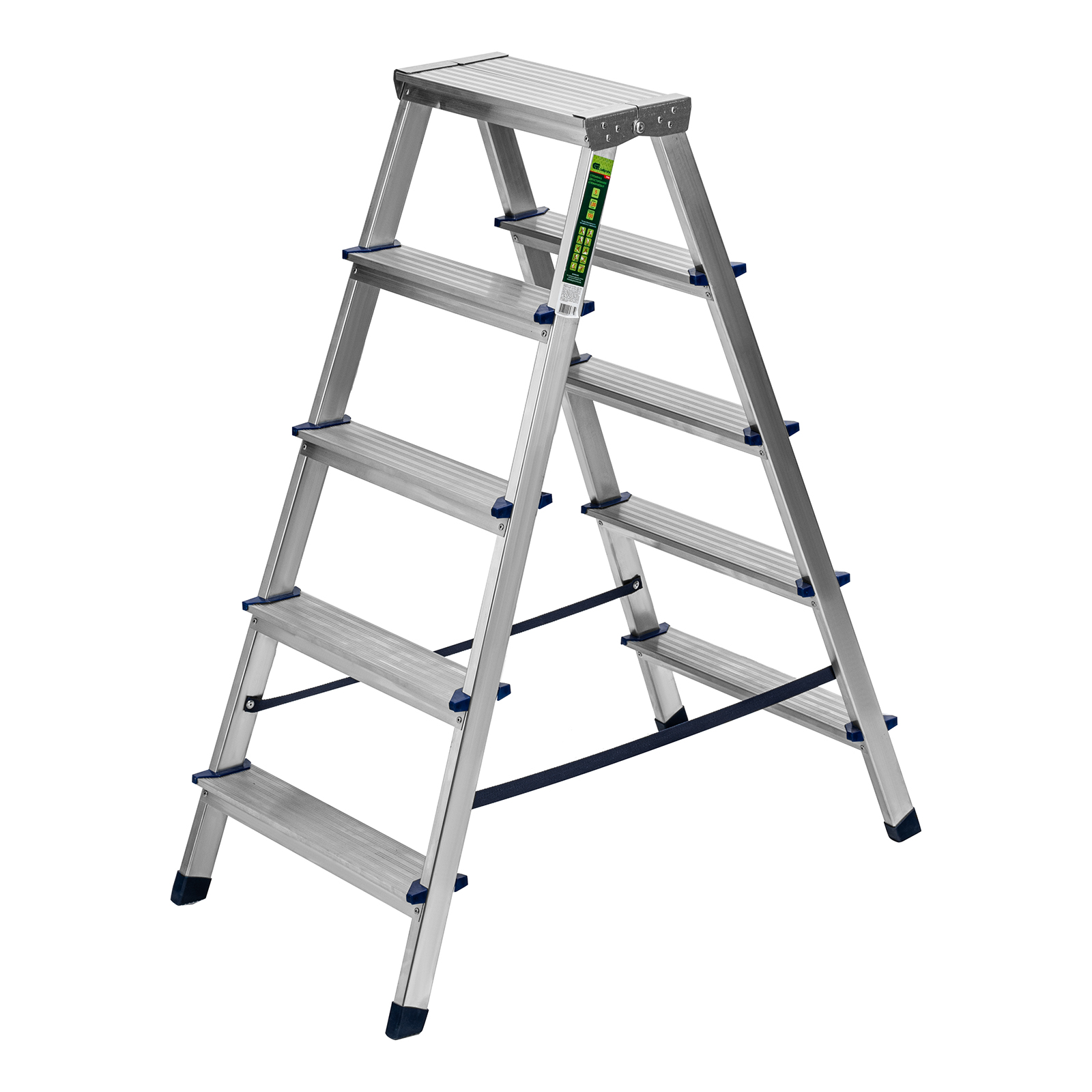 Стремянка двусторонняя 5 ступеней, алюминиевая, Сибртех (97925)