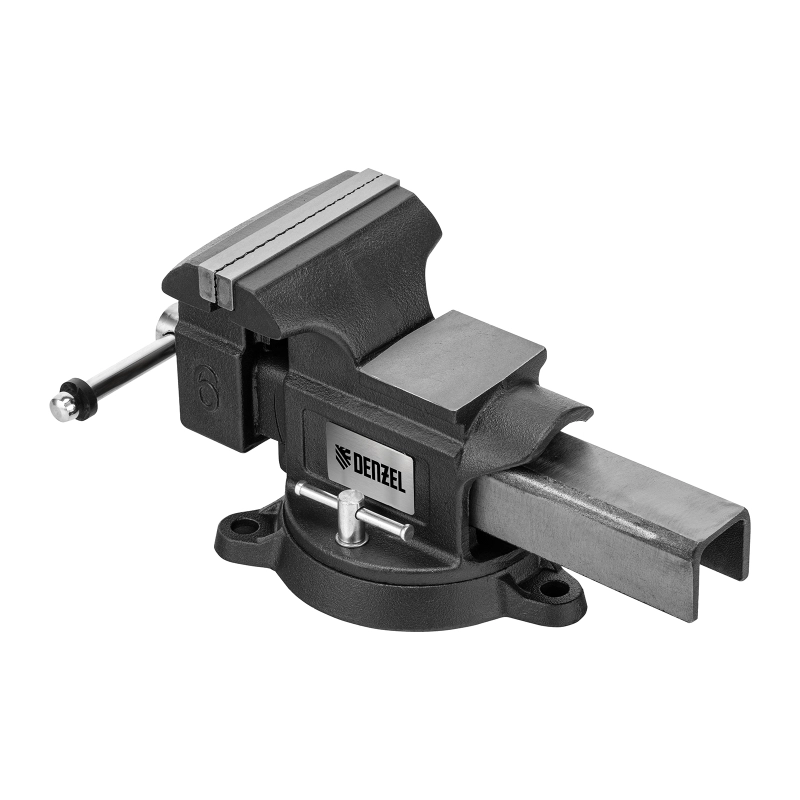Тиски слесарные BVH-150, 150 мм, поворотные, стальная направляющая, с наковальней //Denzel (18685)