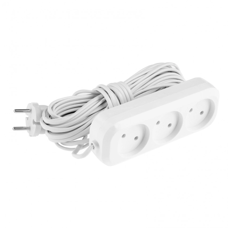 Удлинитель бытовой, без заземления, 10 м, 3 розетки, 6 А, серия УХ6 Denzel (95929)