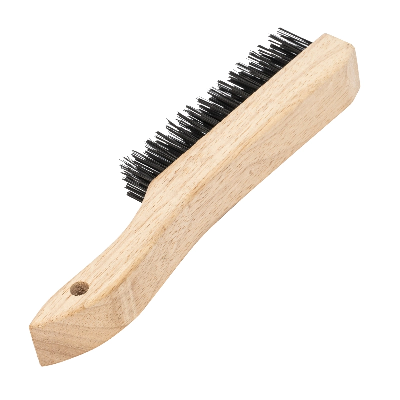 Щетка зачистная пятирядная, закаленная прямая проволока с деревянной ручкой Сибртех (74805)