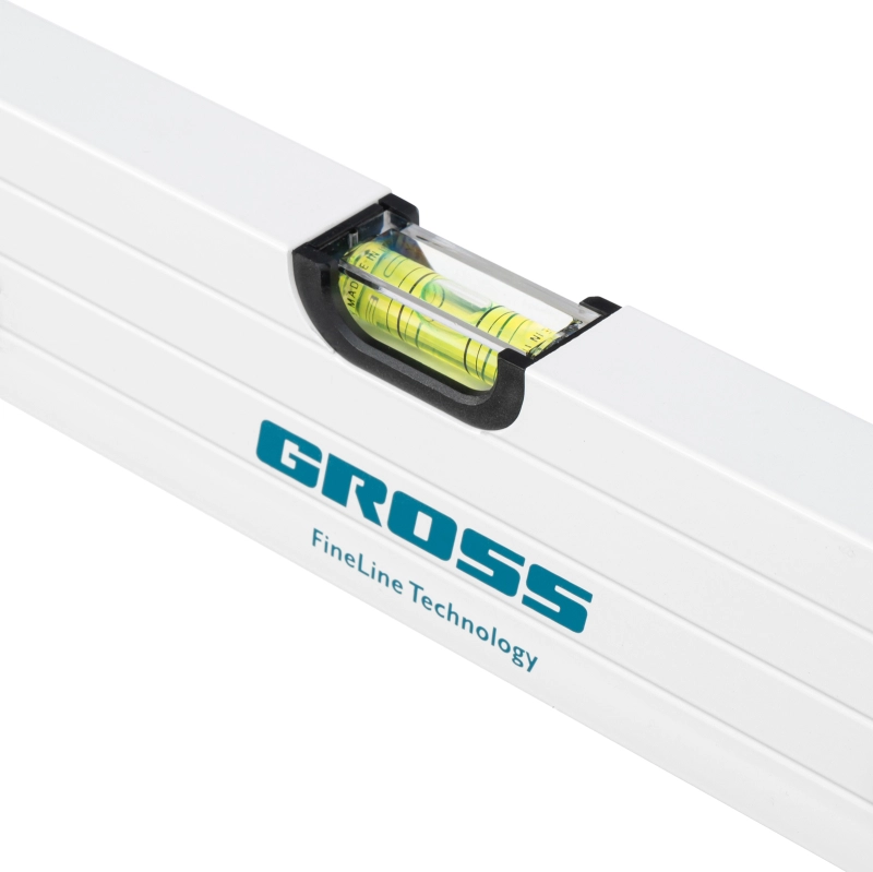 Уровень алюминиевый, 800 мм, усиленный, рукоятки, фрезерованный, 3 глазка, магнитный Gross (34371)