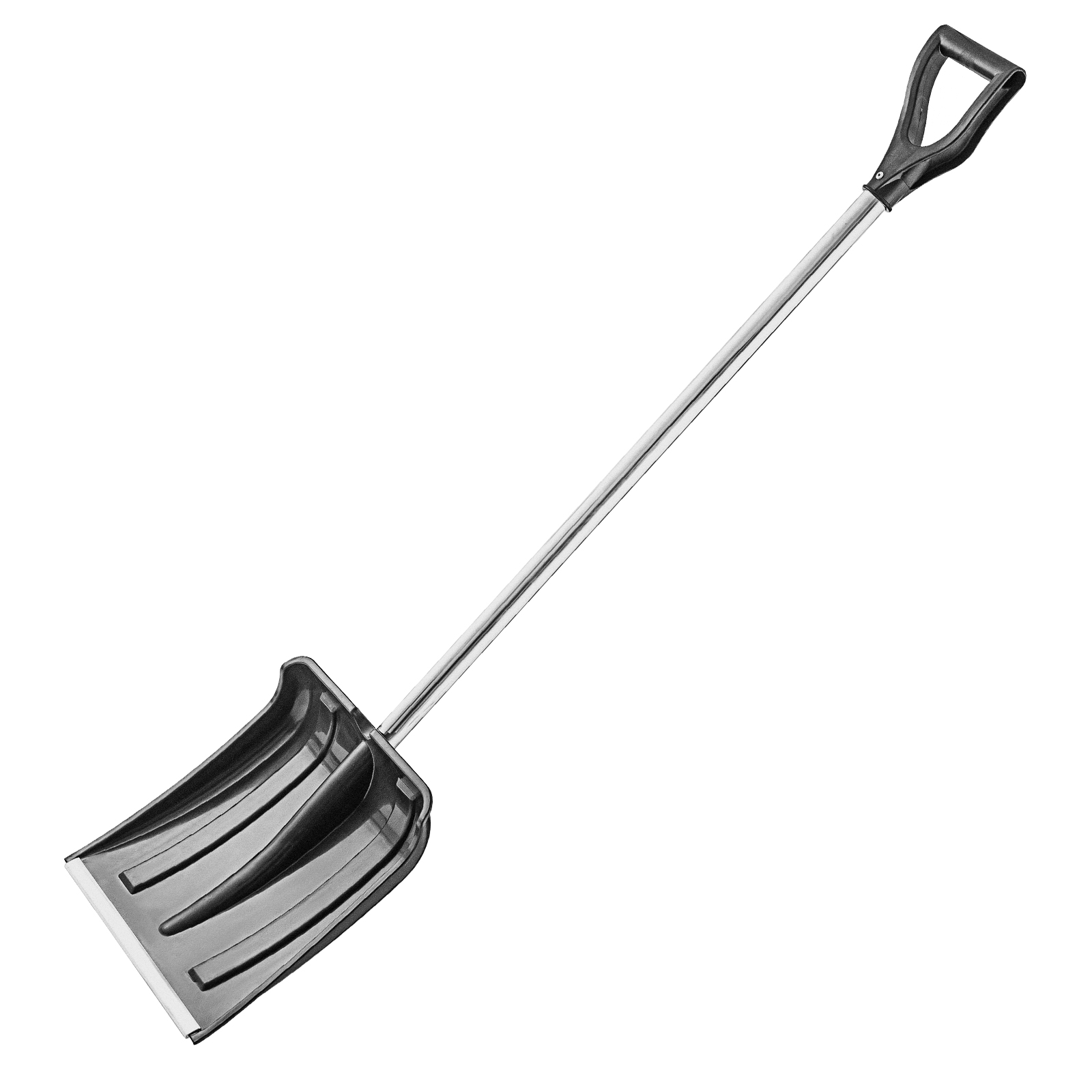 Лопата для уборки снега пластиковая, 350x355x1330 мм, алюминиевый черенок, Сибртех (61466)