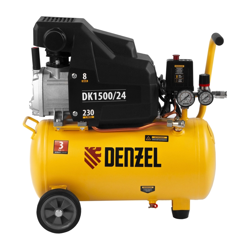 Компрессор воздушный DK1500/24, Х-PRO 1.5 кВт, 230 л/мин, 24 л Denzel (58063)