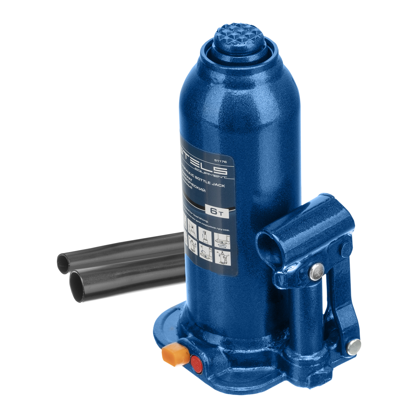 Домкрат гидравлический бутылочный, 6 т, h подъема 207-404 мм, в пластиковом кейсе Stels (51176)