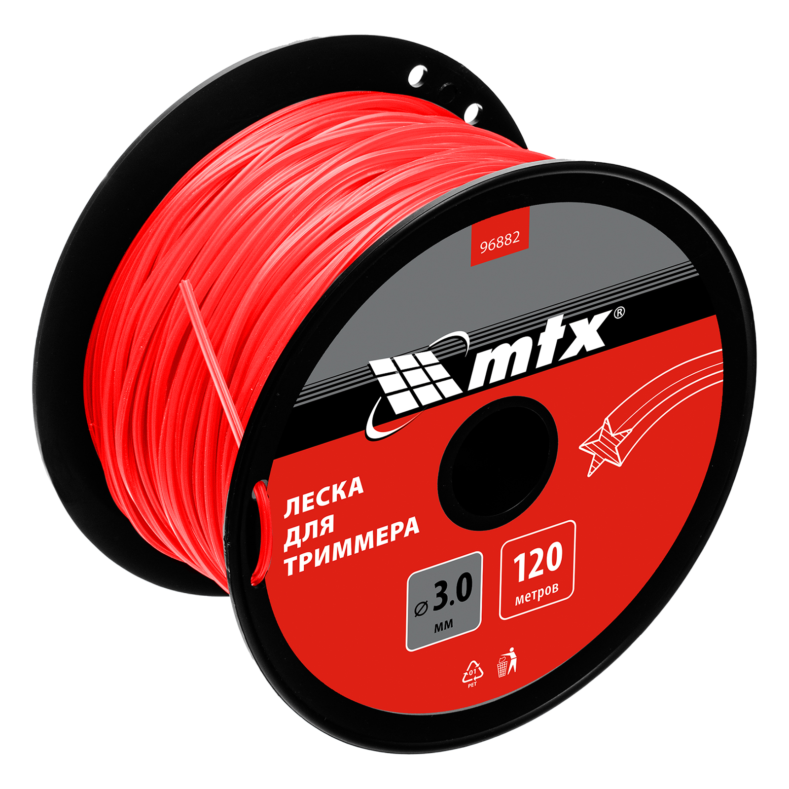 Леска для триммера звезда 3,0 мм х 120 м, на катушке MTX (96882)