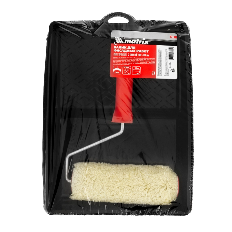 Набор, валик для фасадных работ синтетический, 180 мм, ворс 18 мм, D 36 мм, РАС, кювета 260 х 320 мм Matrix (84406)