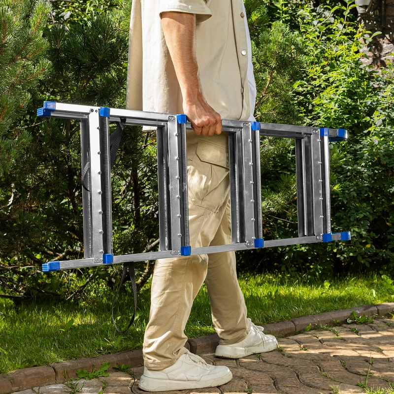 Стремянка двухсторонняя 4 ступени, сталь профиль, стальные ступени, Сибртех (97984)