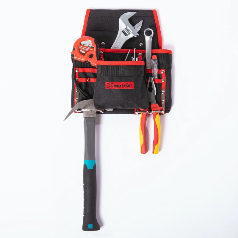 Подсумок поясной, 8 карманов, держатель для молотка, для клещей Matrix (90242)