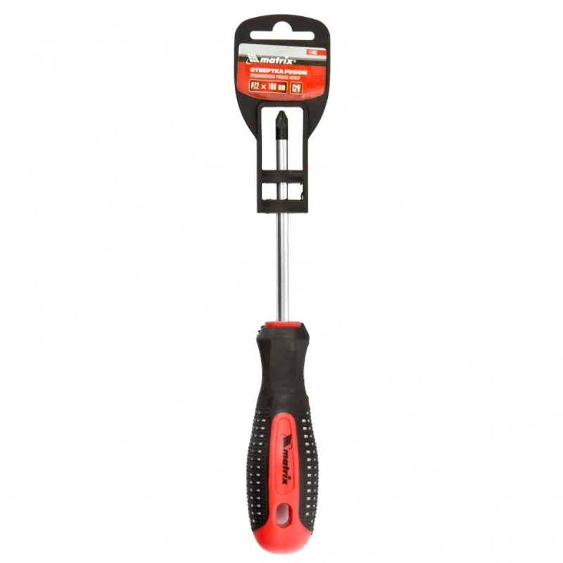 Отвертка Fusion, PZ2 x 100 мм, CrV, трехкомпонентная рукоятка "Anti slip" Matrix (11403)