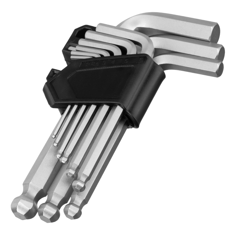 Набор ключей имбусовых, HEX, 2-12 мм, CrV, 9 шт., с шаром Сибртех (123637)