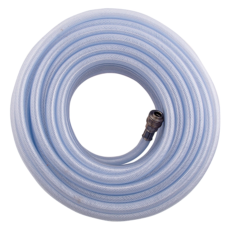 Шланг пневматический ПВХ, 10 x 16 мм, 18 бар, армированный, прозрачный, быстросъемное соединение, 30 м Stels (57027)