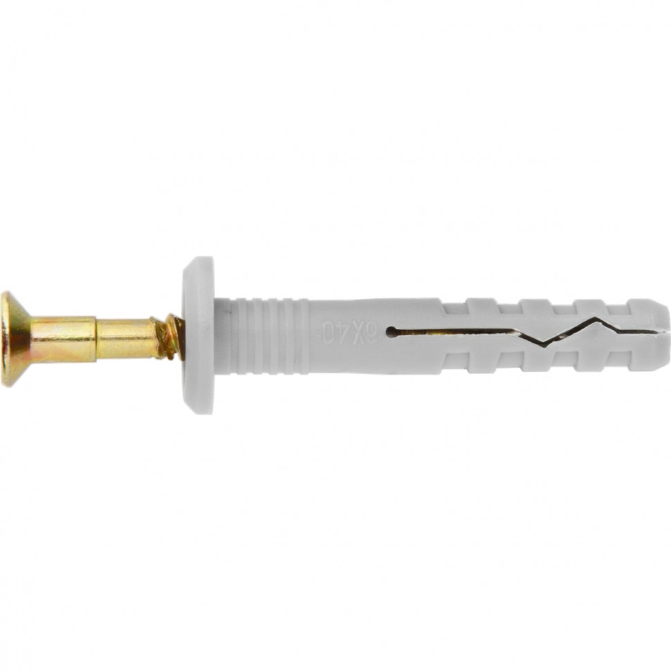 Дюбель-гвоздь полипропиленовый грибовидный бортик 6 x 60 мм, 200 шт Сибртех (42158)