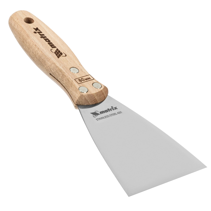 Шпательная лопатка из нержавеющей стали, 80 мм, буковая рукоятка, EFP Matrix (85615)