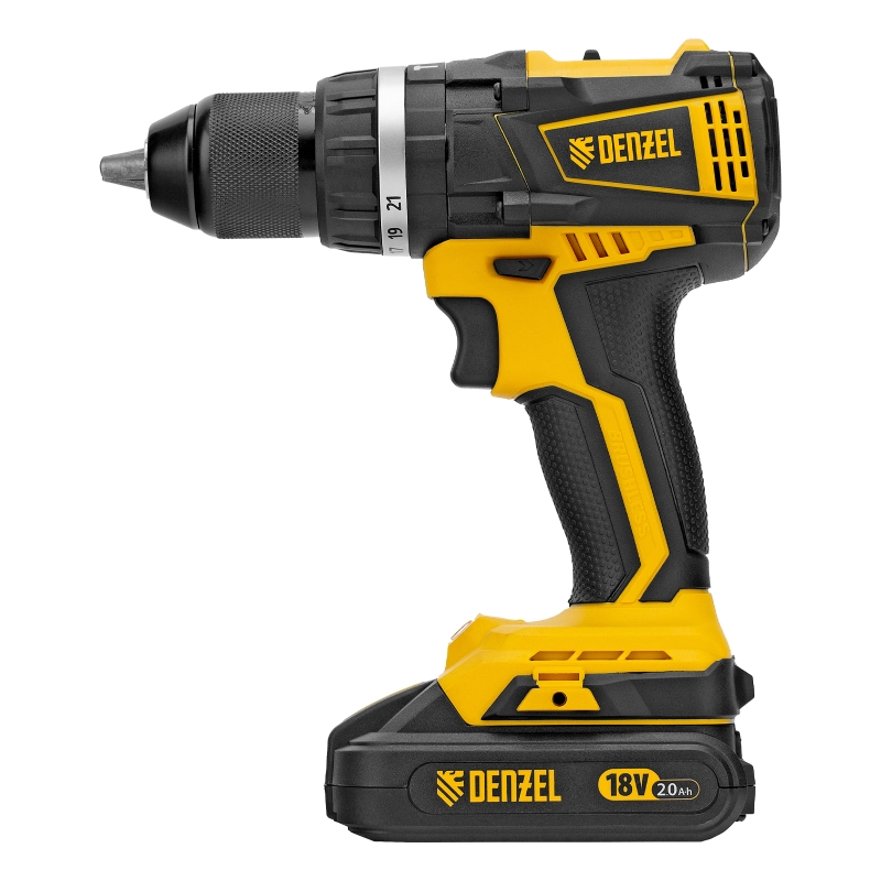 Дрель-шуруповерт аккумуляторная ударная бесщет CIDB-IB-18-02, Li-Ion, 18 В, 2 акк. Denzel (26130)