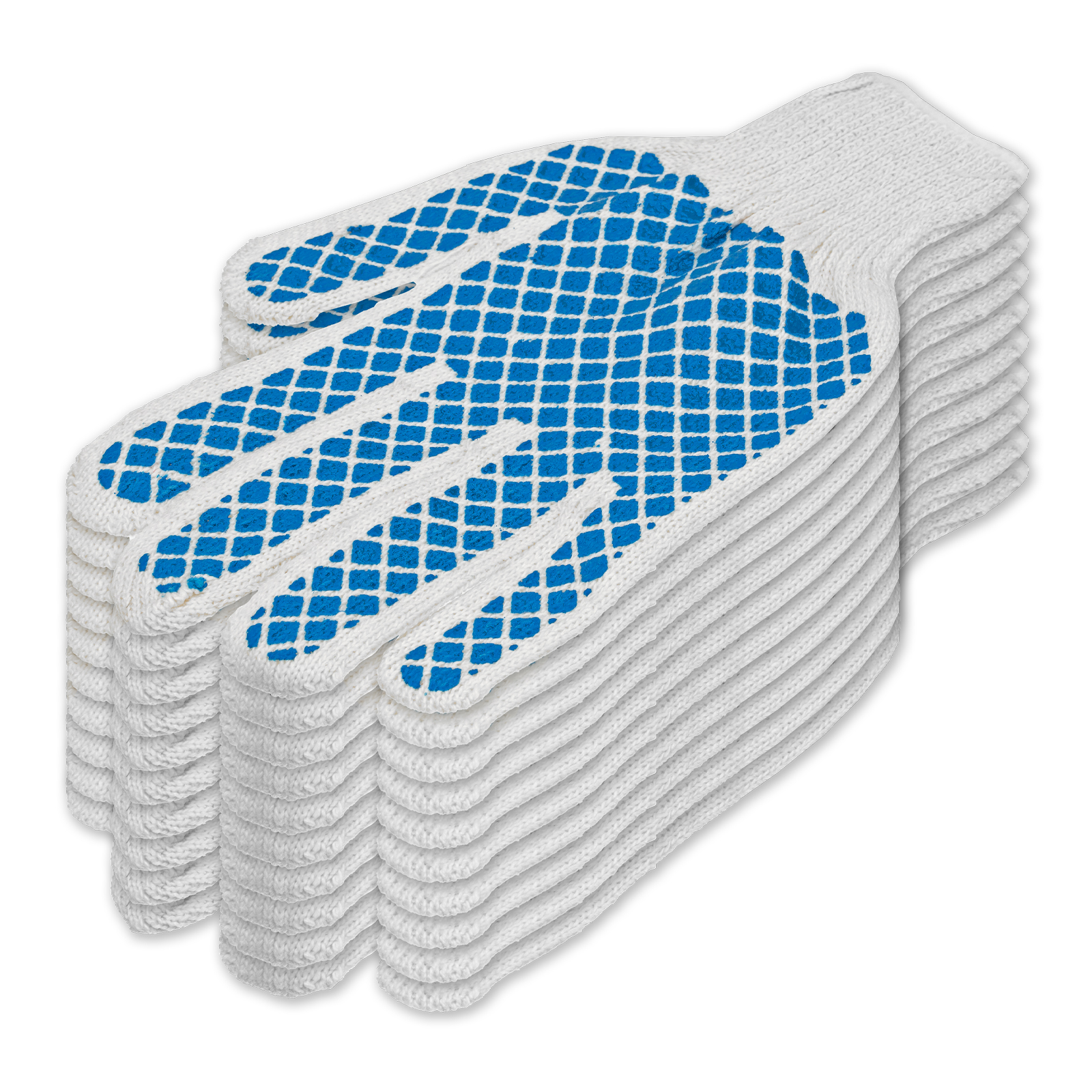 Перчатки х/б, ПВХ покрытие, "Шахматный облив", 5 пар в упаковке, 10 класс (67812)