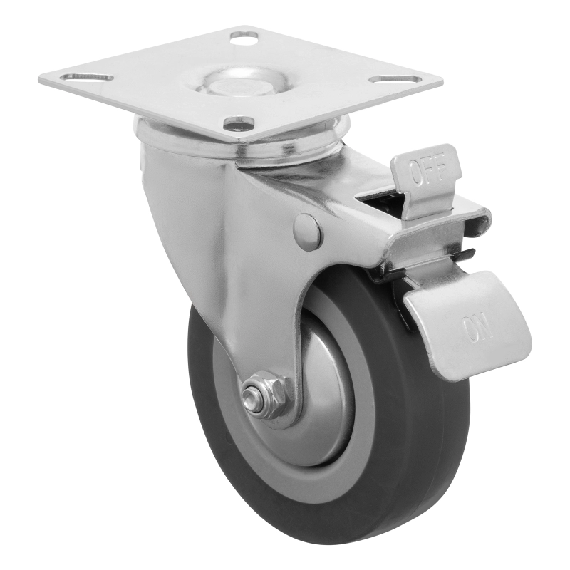 Колесо поворотное с тормозом D 75 мм, крепление  платформенное Сибртех (68720)