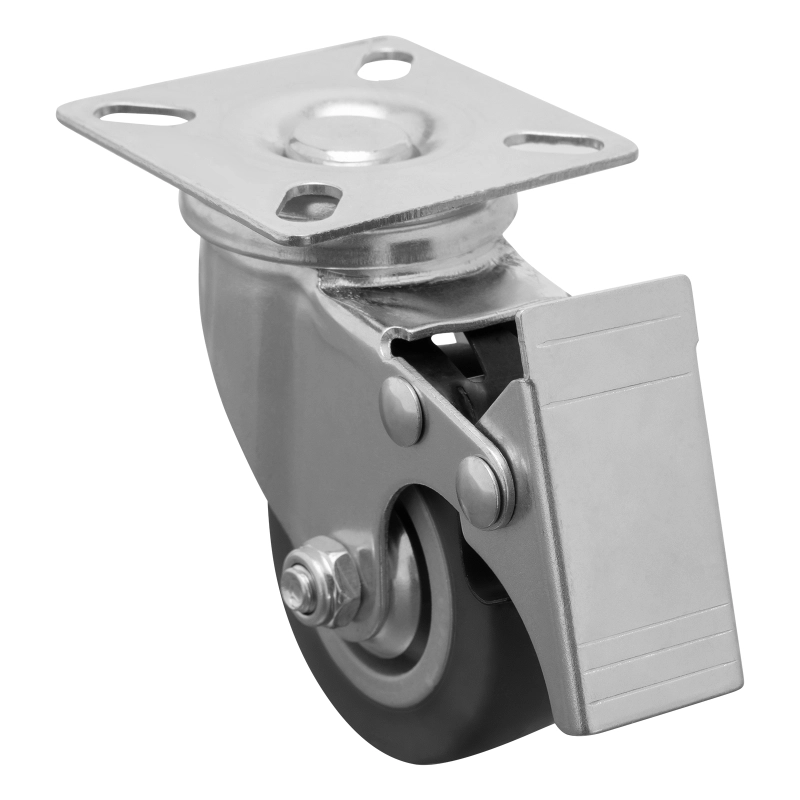 Колесо поворотное с тормозом D 50 мм, крепление  платформенное Сибртех (68719)