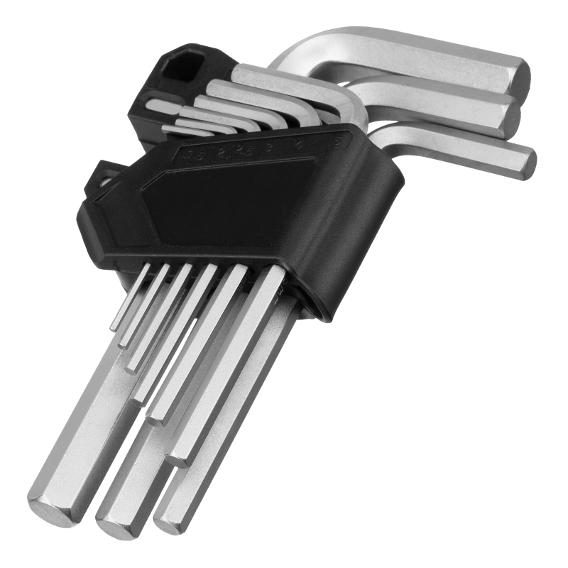 Набор ключей имбусовых, HEX, 1,5-10 мм, CrV, 9 шт. Сибртех (123667)