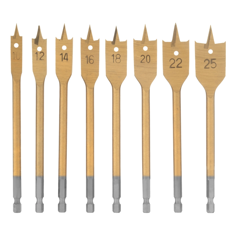 Набор сверл перовых по дереву, 10-12-14-16-18-20-22-25 мм, 8 шт, деревянный кейс Matrix (70441)