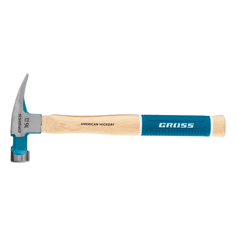 Молоток-гвоздодер, 450 г, угол 75, магнит, обрезиненная рукоятка American hickory GROSS (10418)