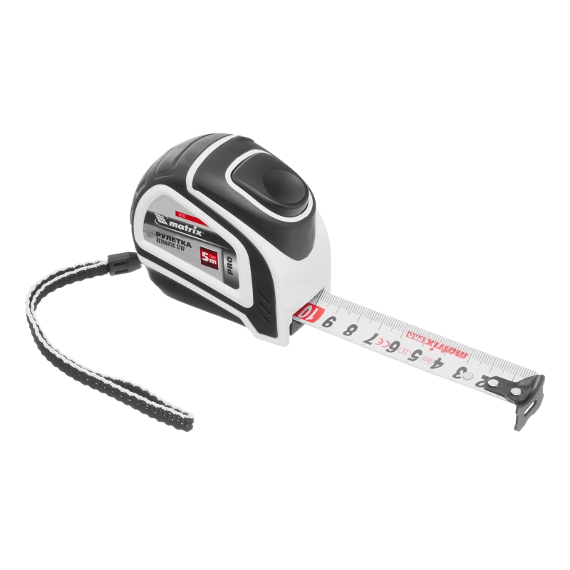 Рулетка Autostop,5 м х 25 мм,двухкомпонентный корпус,автоматическая фиксация,Pro Matrix (32552)