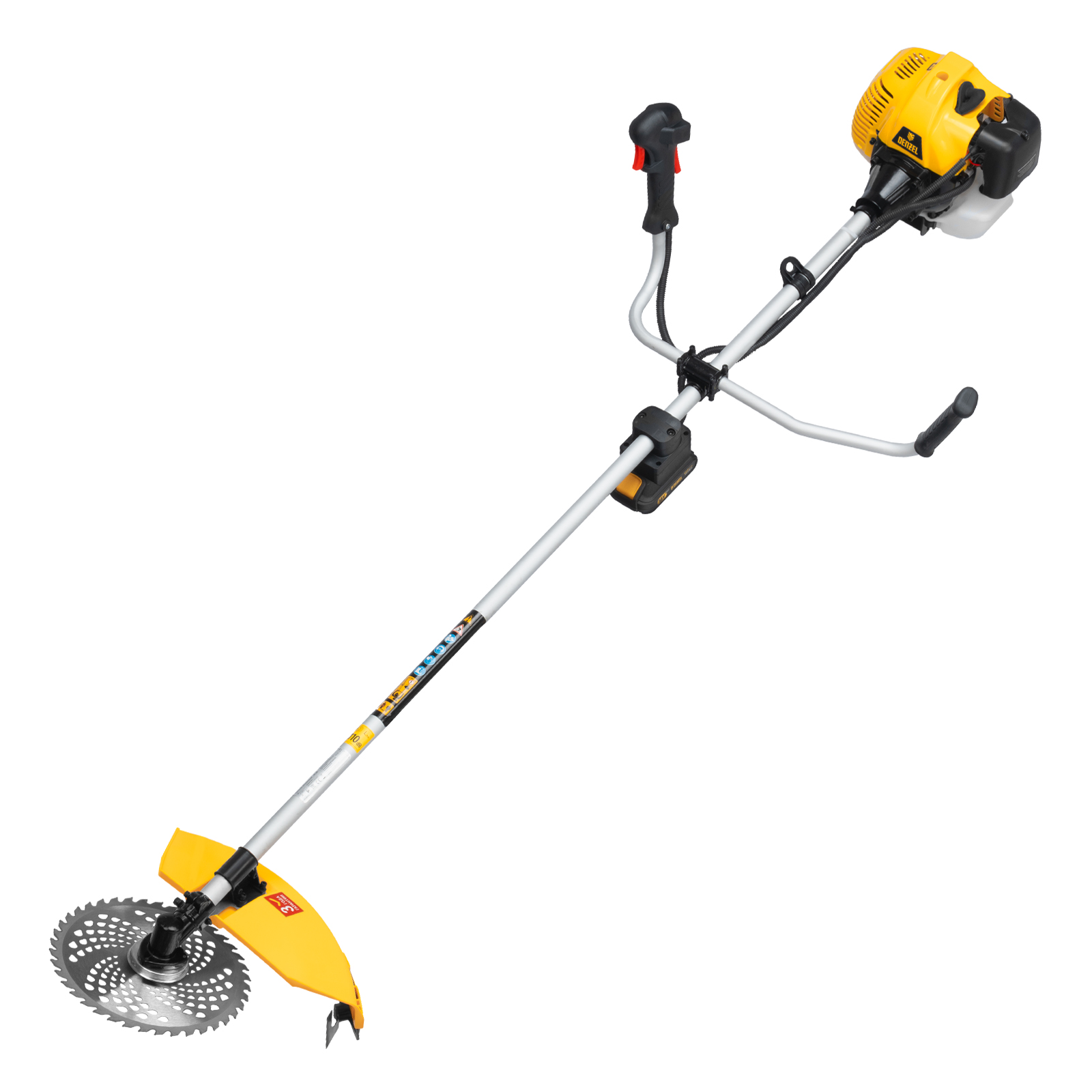 Триммер бензиновый DT-52E, 52 см3, неразъемная штанга, электростартер, состоит из 2 частей Denzel (962025)