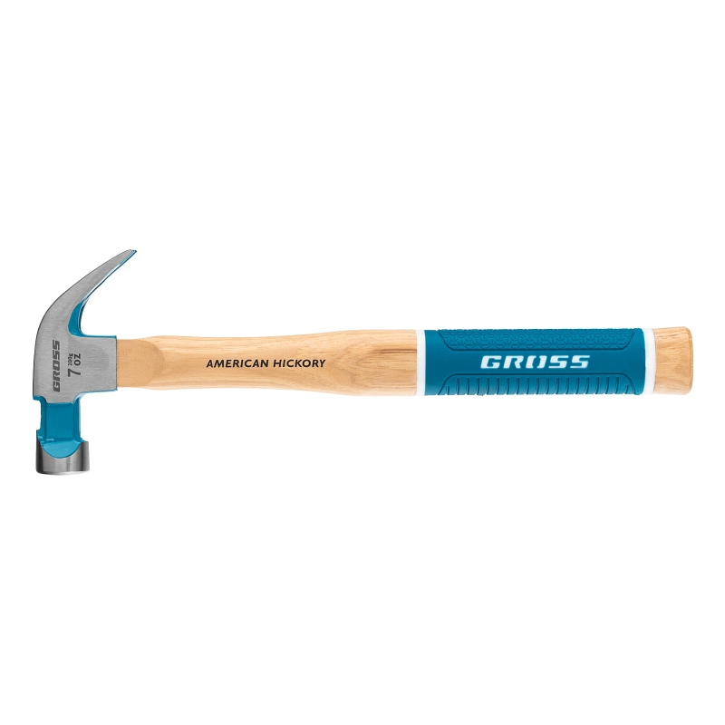 Молоток-гвоздодер, 200 г, угол 45, магнит, обрезиненная рукоятка American hickory GROSS (10414)