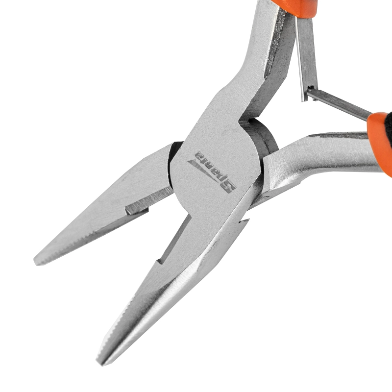 Длинногубцы прямые Mini, 130 мм, никелированные, авторазжим Sparta (17820)