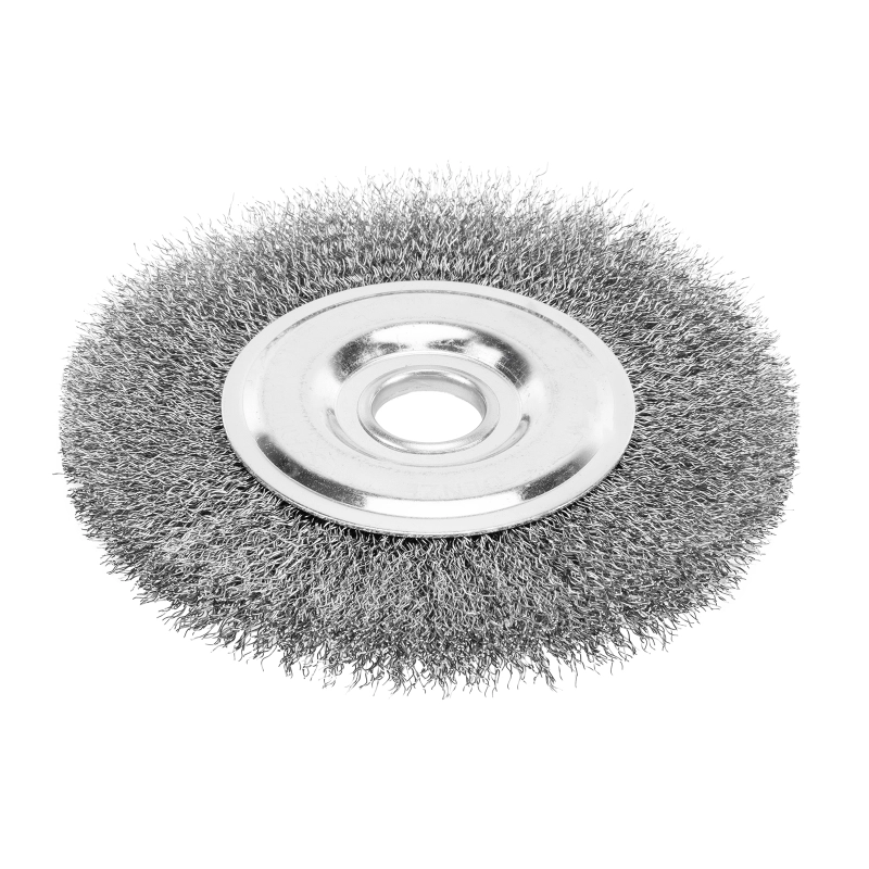 Щетка для УШМ, 150 мм, "Плоская", витая нержавеющая проволока 0.3 мм, посадка 22.2 мм Denzel (746643)