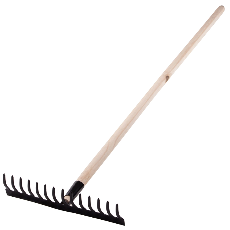 Грабли стальные, 360х1300 мм, 14 прямых зубьев, деревянный черенок, Сибртех (61742)