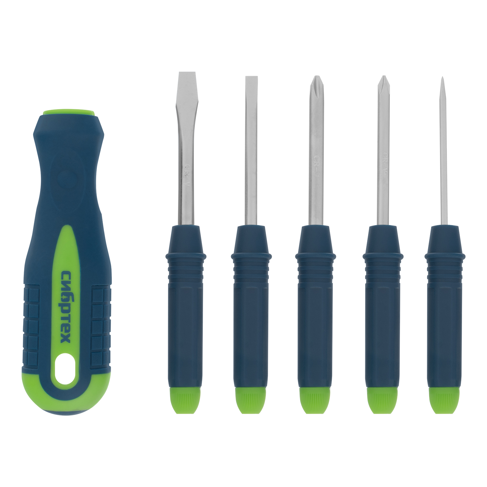 Отвертка со сменными насадками, 5 шт, CrV Сибртех (13384)