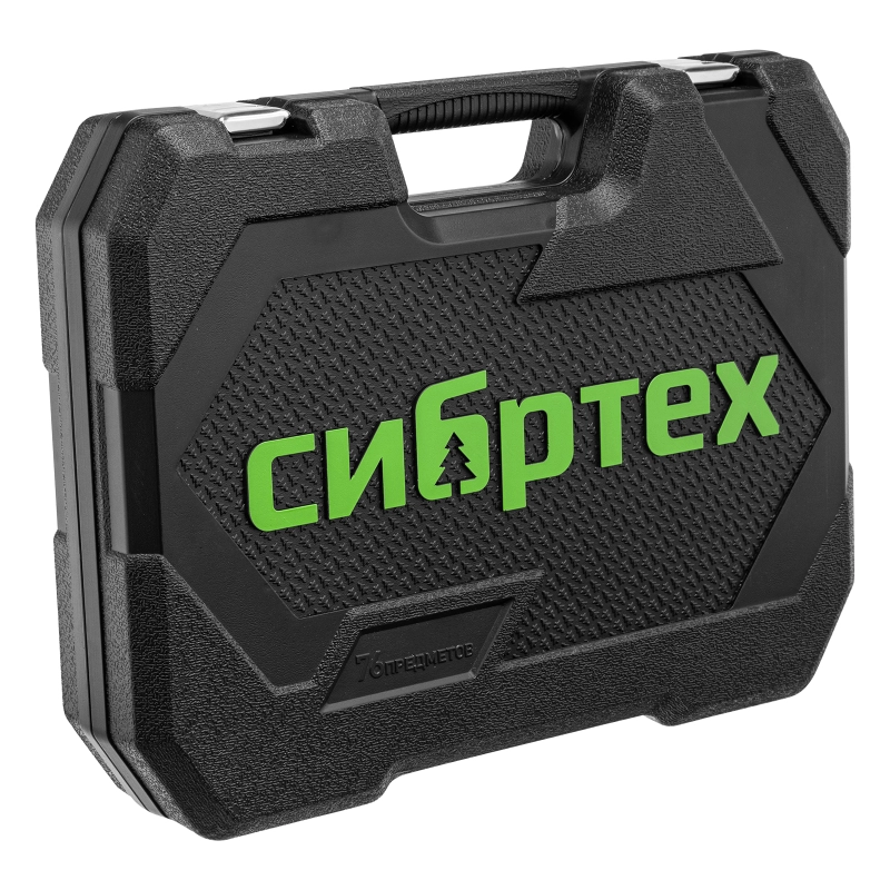 Набор инструментов, 1/2", 1/4", пластиковый кейс 76 предметов Сибртех (13394)